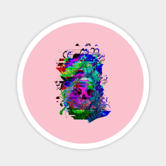 Glitch Skull Magnet by Wubble